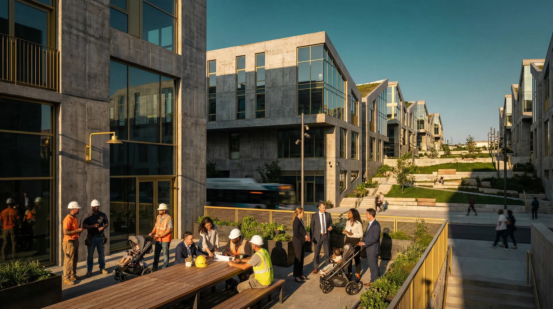 Illustration of a neighborhood transformed through community-minded real estate investment